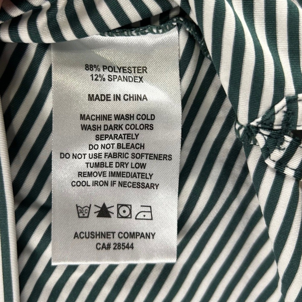 FootJoy Mens GlenRiddle Golf Club Striped Polo Shirt Green White XL Stretch FJ - Picture 5 of 9